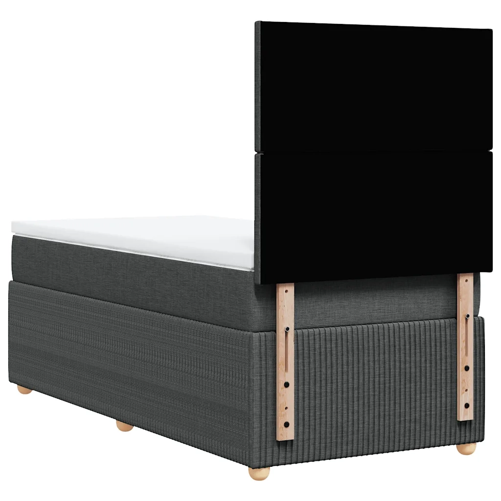 Giroletto a Molle con Materasso Grigio Scuro 100x200 cm Tessuto