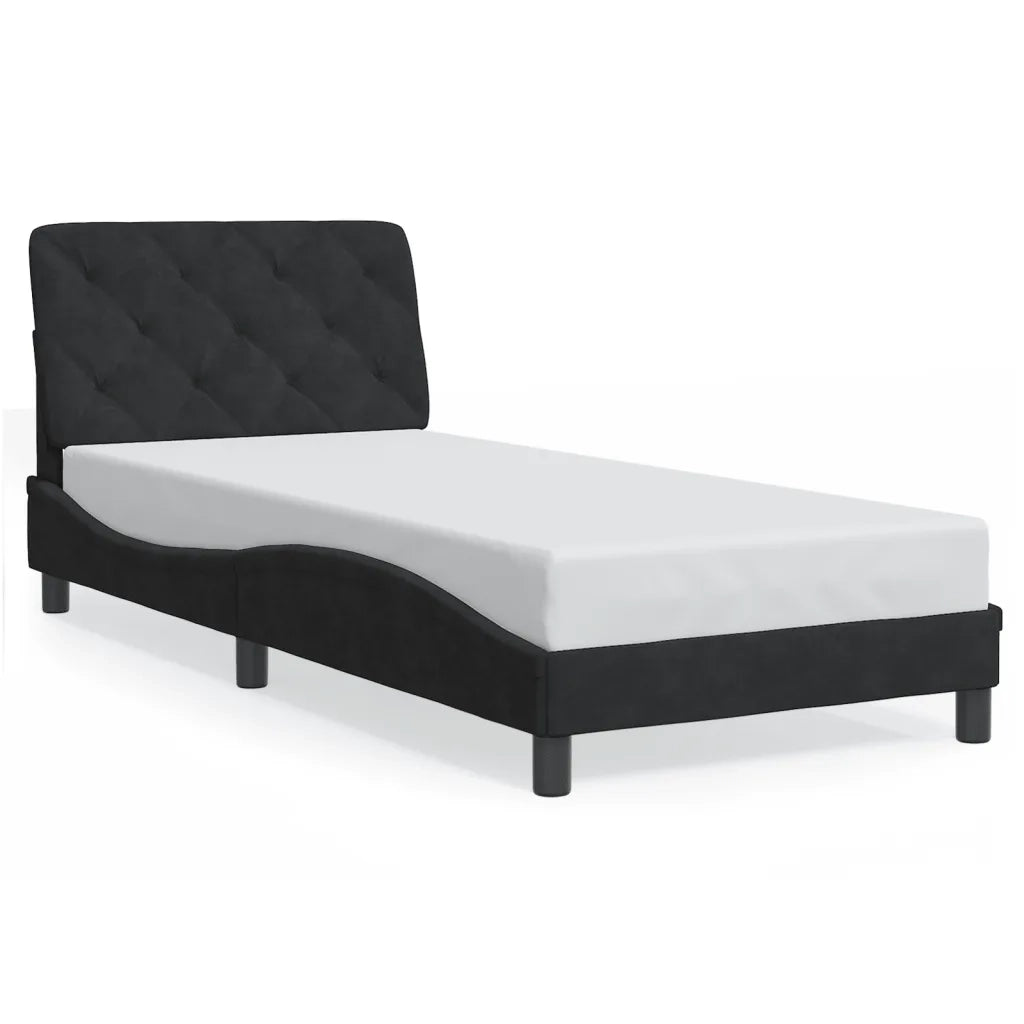 Giroletto con LED senza Materasso-Struttura Letto Nero 80x200 cm in Velluto