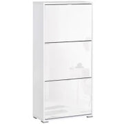 Mobile a Scarpe Armadio a scarpe 3 ante ribaltabili 3 scomparti in legno 60L x 26P x 124A cm Bianco laccato