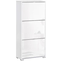 Mobile a Scarpe Armadio a scarpe 3 ante ribaltabili 3 scomparti in legno 60L x 26P x 124A cm Bianco laccato