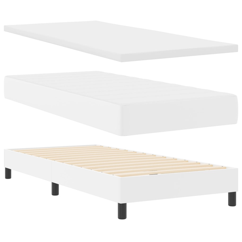 Letto Box Spring con Materasso Bianco 100x200 cm Finta Pelle