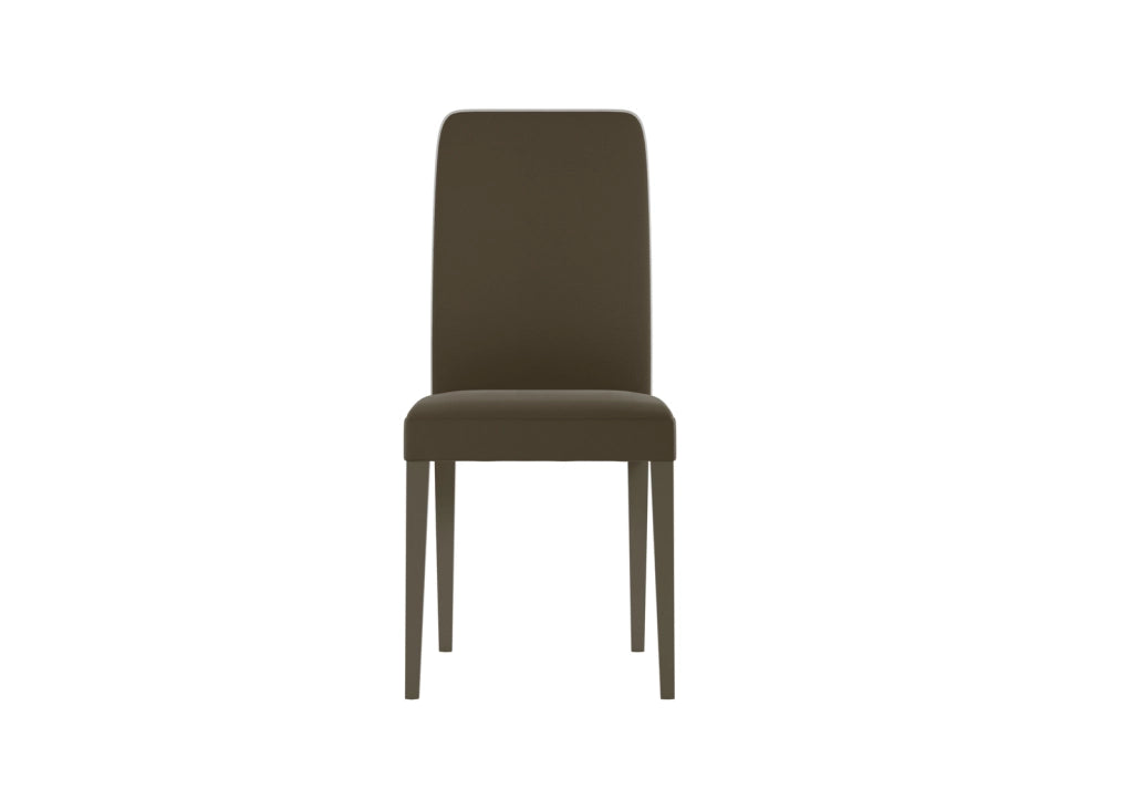Sedia Anita in Similpelle Tortora e Bianco con Gambe in Legno di Faggio Laccato, Sedia Ergonomica da Interno - Ombrellificio