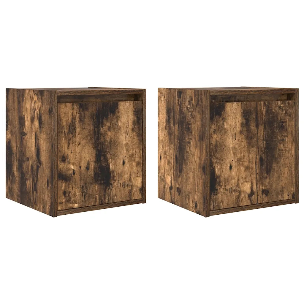 vidaXL Comodini a Muro 2 pz Rovere Fumo 38x34x40 cm