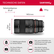 Obiettivo 100 mm a focale fissa per Fuji X, teleobiettivo per fotocamere full-frame e APS-C, per ritratti con messa a fuoco manuale, alta velocità luce