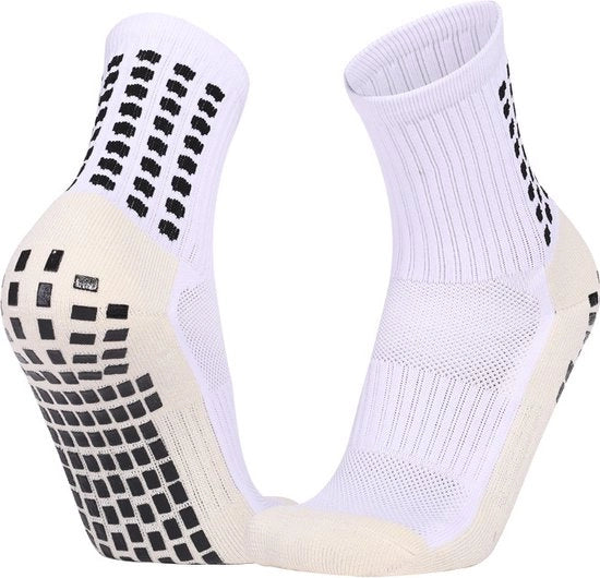 Sokke per Calcio - Calze con Grip - 3 Paia - Calze Sportive - Calcio - Dimensione Unica 39-45 - Calze Resistenti e Comfortevoli - Calze Antiscivolo per Calcio Pallacanestro Hockey Rugby Sport - Antiscivolo - Bianco