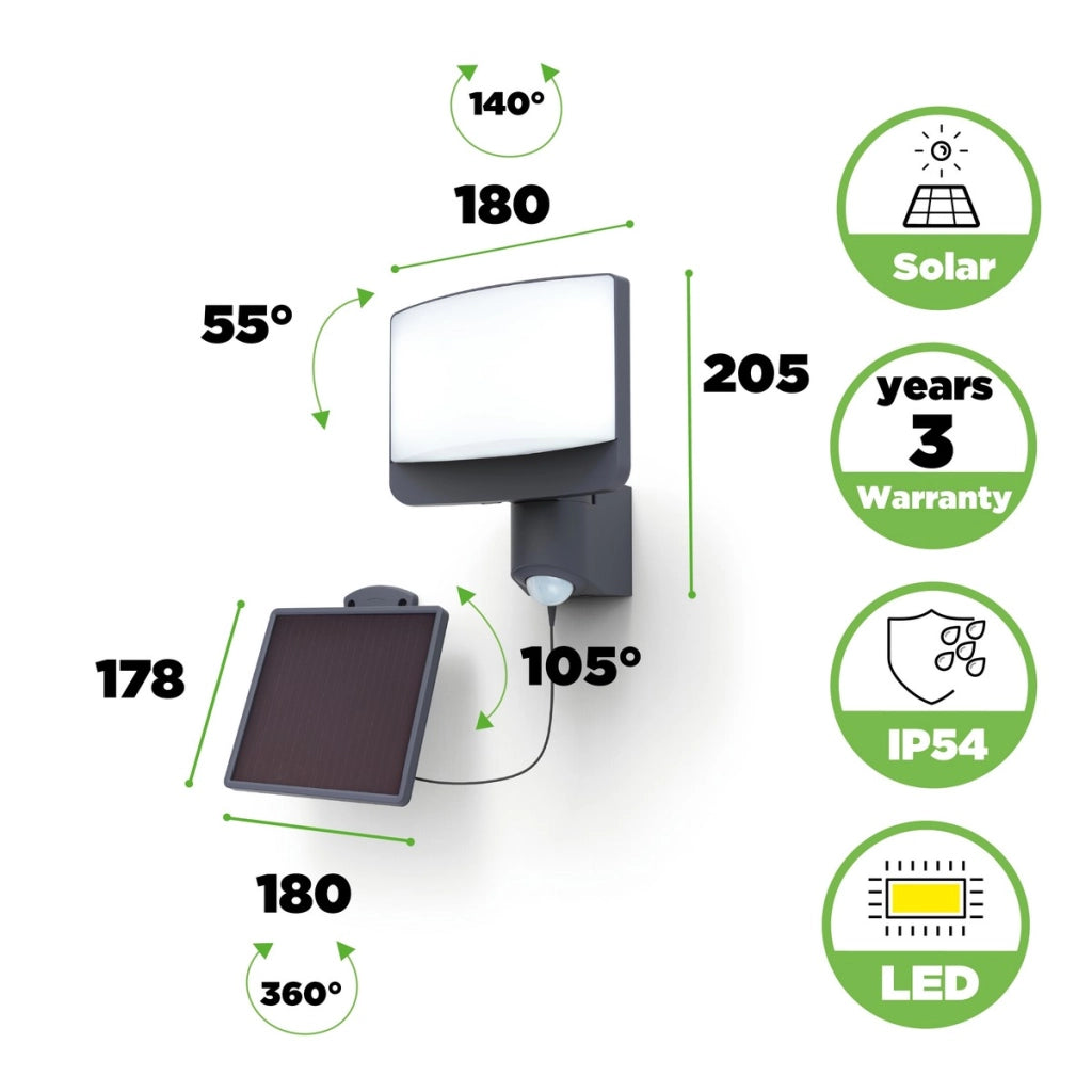 Applique esterna solare LED 11W con sensore Lutec SUNSHINE