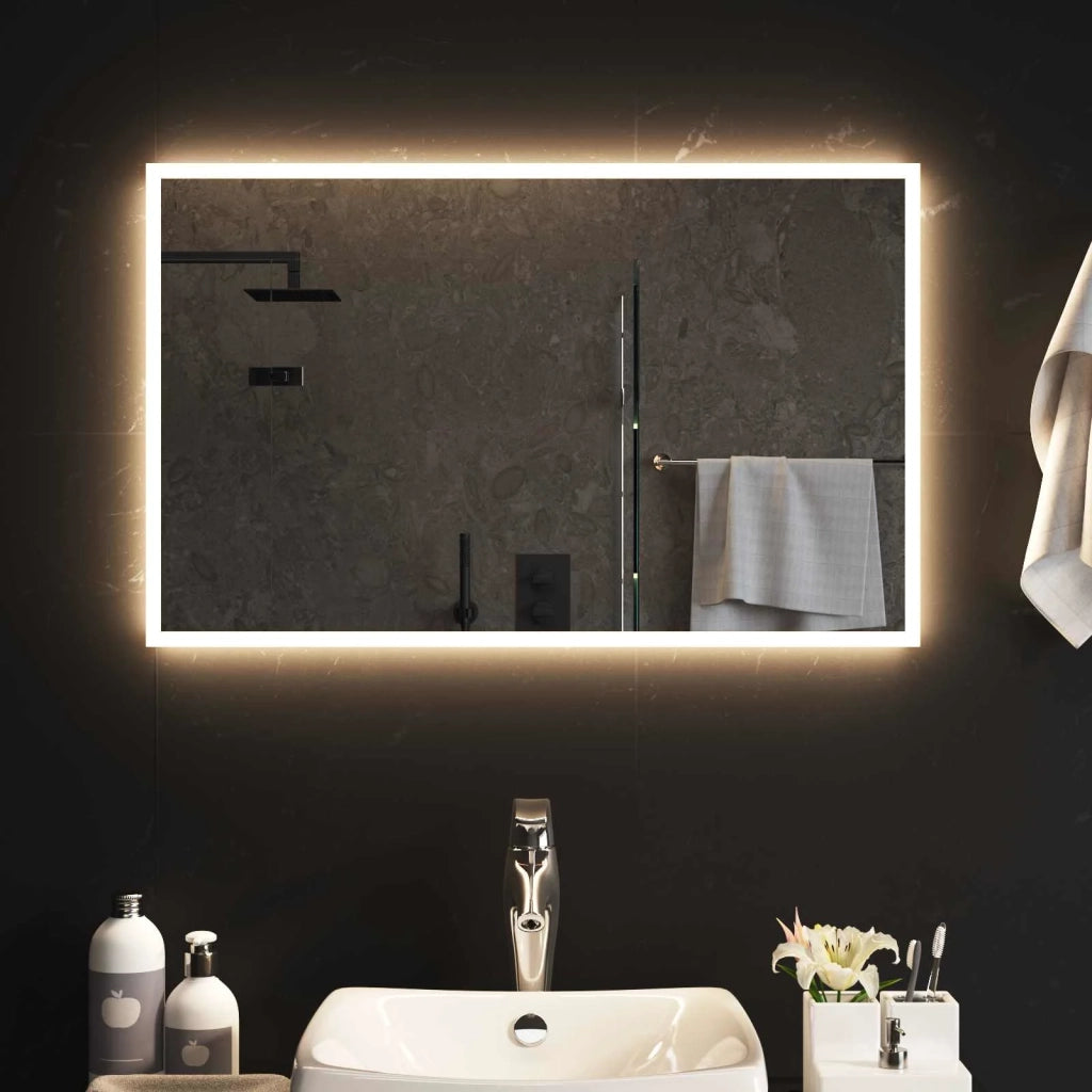 Specchio da bagno LED Trasparente 80 x 50 cm vetro temperato 42045817