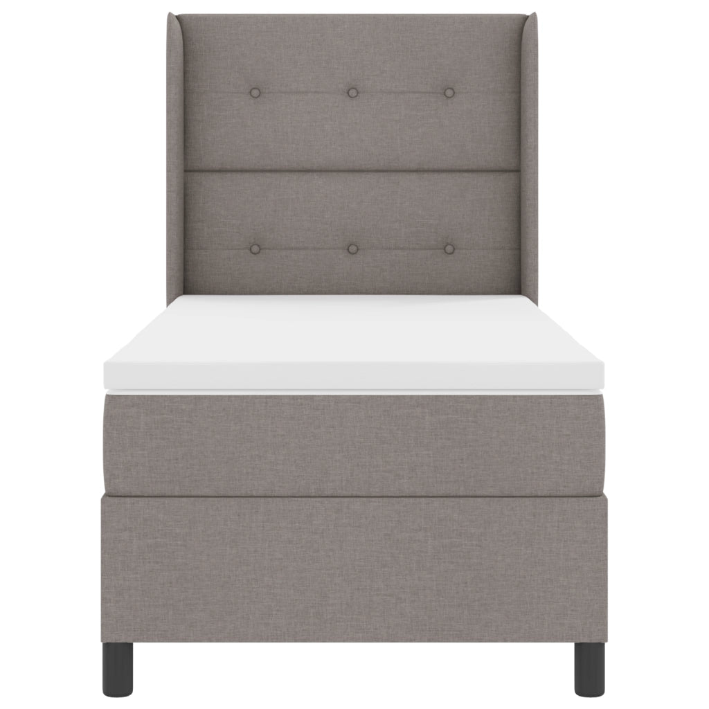 Letto Box Spring con Materasso e LED Tortora 90x190 cm Tessuto