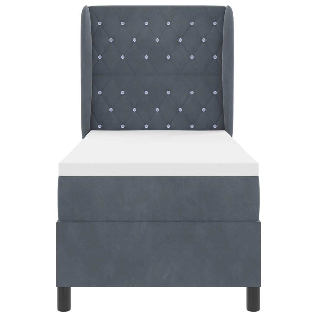 Letto a Doghe con Materasso  Grigio Scuro 80x200 cm Velluto