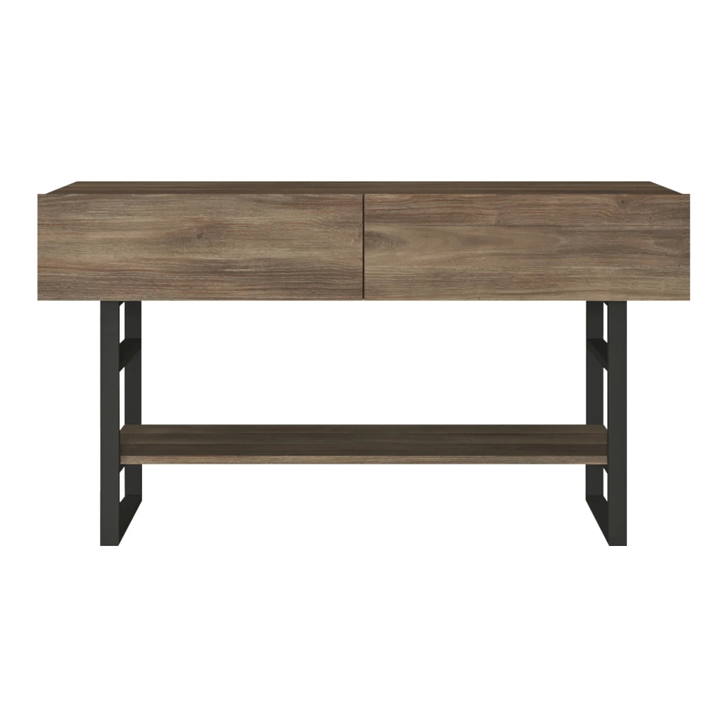 Tavolo consolle 76 x 139 x 43 cm effetto rovere scuro nero 03_0008588
