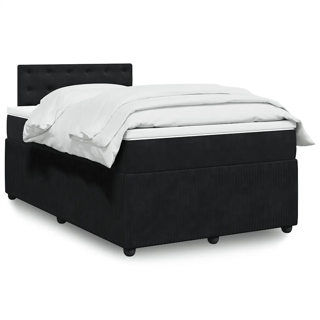 Giroletto a Molle con Materasso Nero 120x200 cm in Velluto 3290024