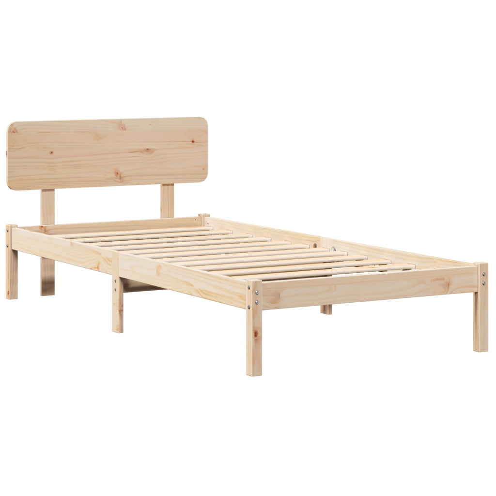 Struttura Letto con Testiera 90x200 cm in Legno di Pino Massello