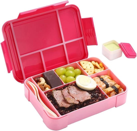 Tasca per bambini con contenitori, 1300 ml, BPA-free, bento box, lunchbox, impermeabile a 5 pezzi, snackbox, tasca per adulti, ragazze e ragazzi