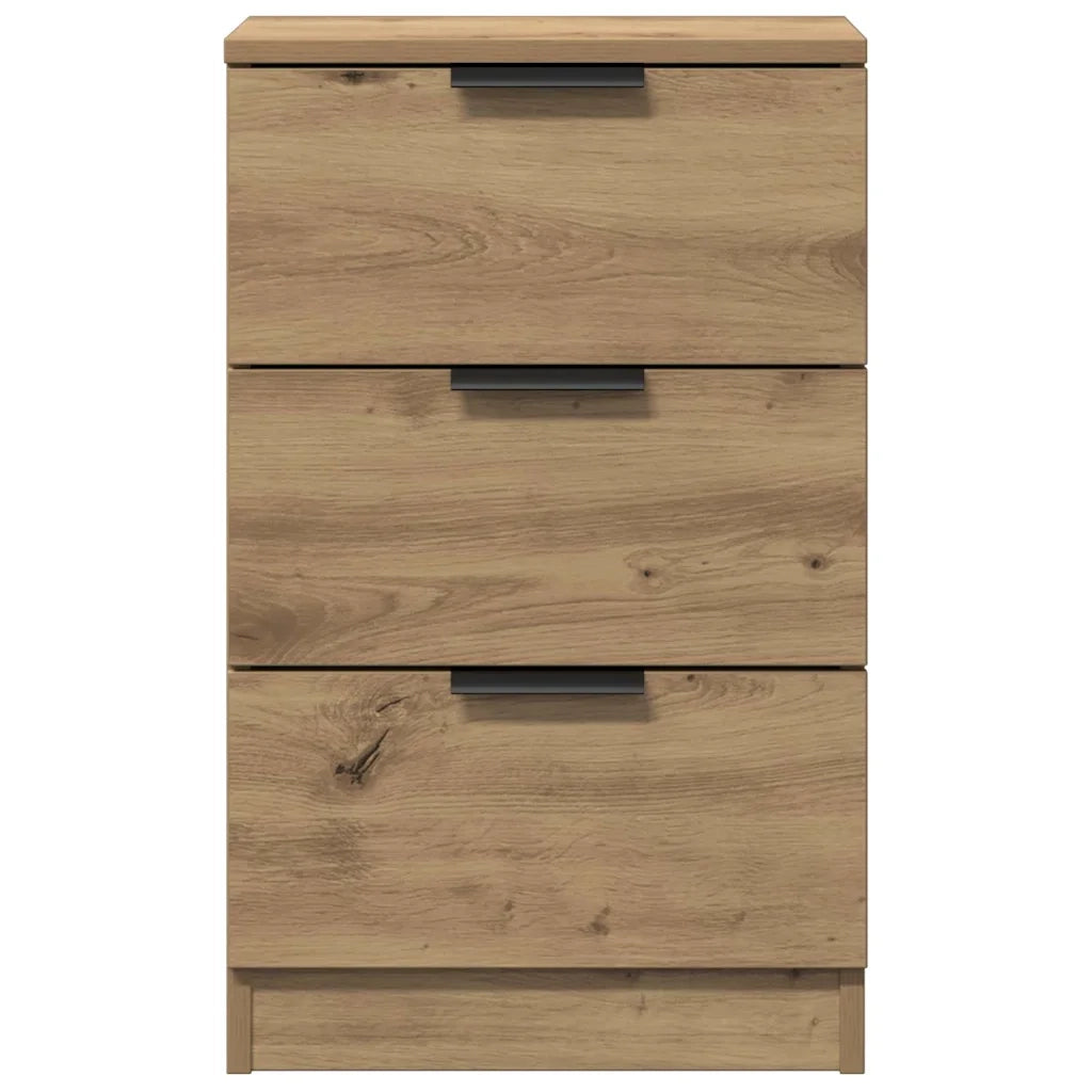 Set di 2 Comodini | Armadio da Notte | Mobiletto da notte Rovere Artigianale 40x36x65cm in Legno Multistrato