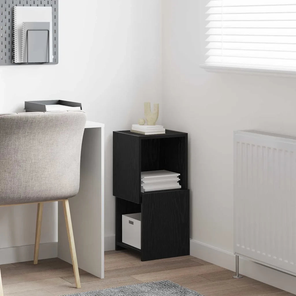 Mobile angolare 30,5x30x65cm Legno ingegnerizzato Rovere Nero 889838