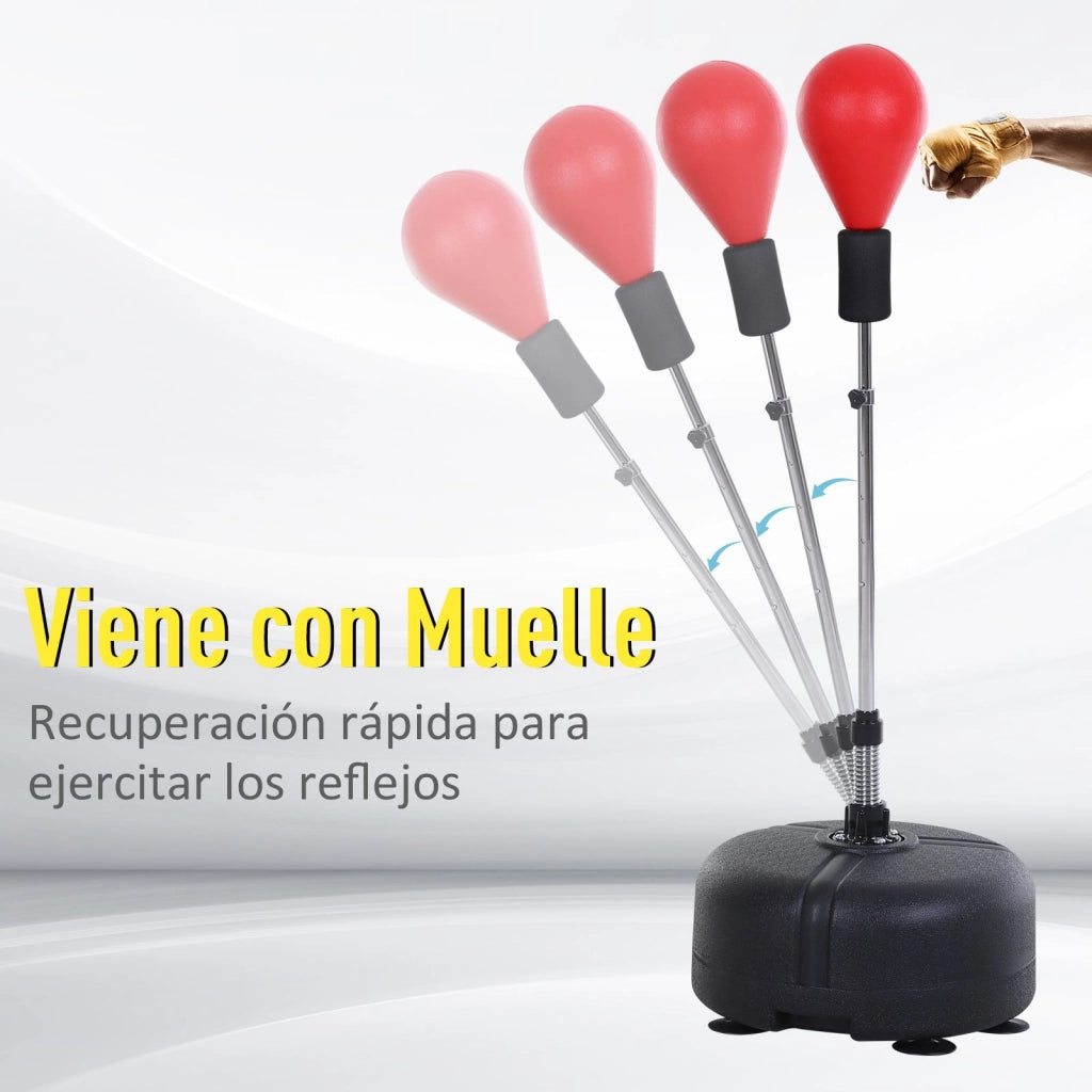 Punching Ball Regolabile 136-154 cm ¨C Xylo ¨C Base Riempibile con Guanti Rosso