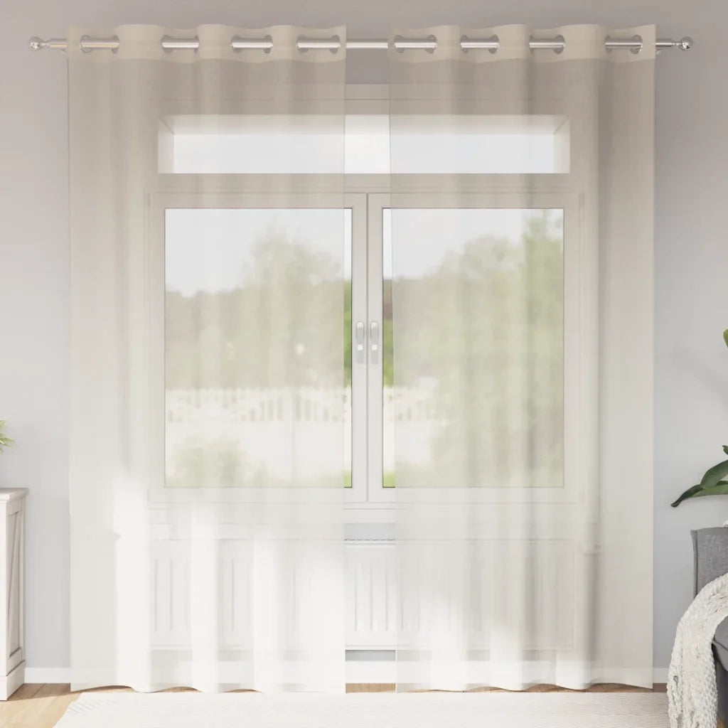 Tende in Voile con Occhielli 2 pz Crema 140x245 cm