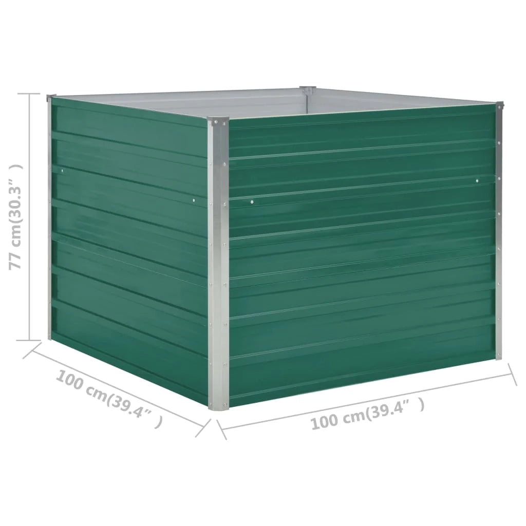 Fioriera rialzata per piante e fiori giardino 100 x 100 x 77 cm acciaio zincato verde 02_0000787