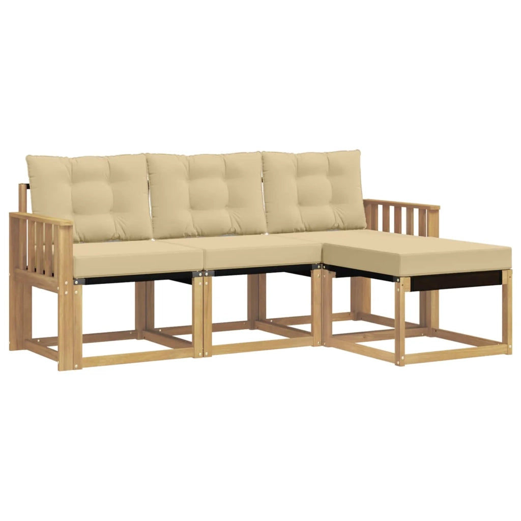 Set di divani da esterno con cuscino 4 pcs Bianco e Beige 3389355