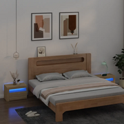 Comodini 2 pz con Luci LED-Set di 2 Tavolino da notte Rovere Sonoma 60x35x40 cm