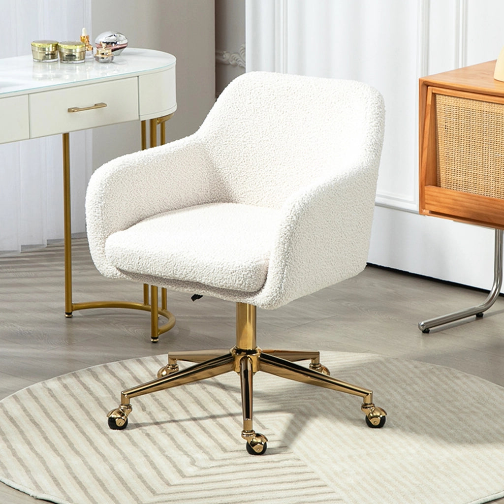 Poltrona da ufficio con rotelle e seduta girevole ¨C zephmum ¨C crema 60x61x79-88 cm
