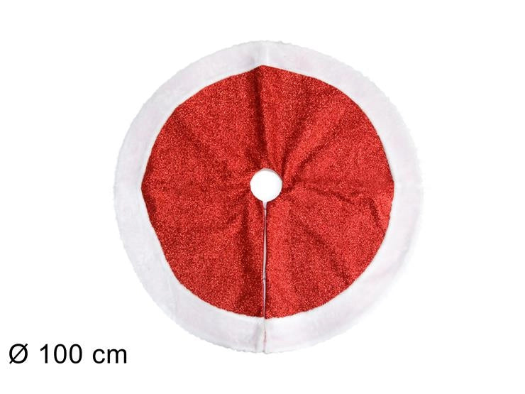 Tappeto Coprialbero di Natale in Velluto Pelliccia con Glitt 100 cm