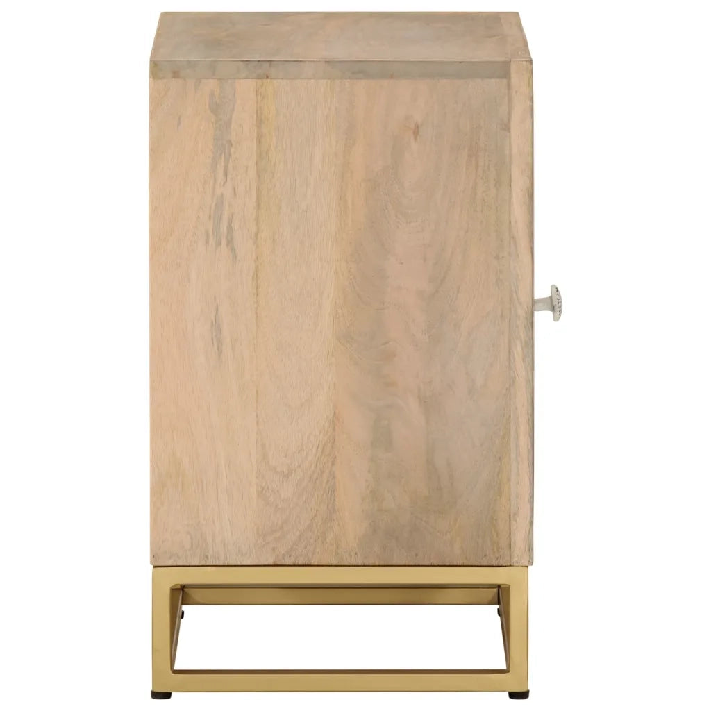 Comodino 40x30x50 cm in Legno Massello di Mango e Ferro 372009