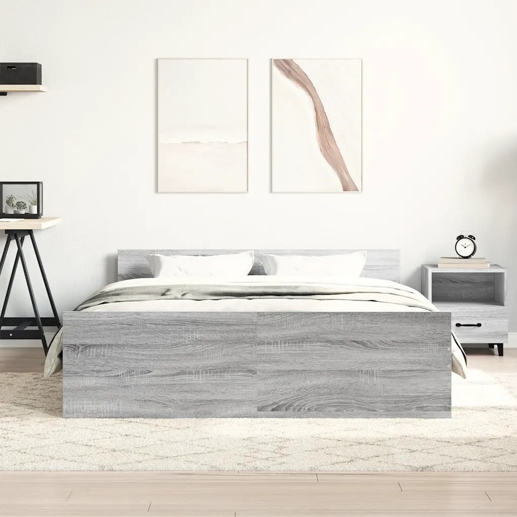 Giroletto con Testiera e Pediera Grigio Sonoma 140x190 cm 3203787
