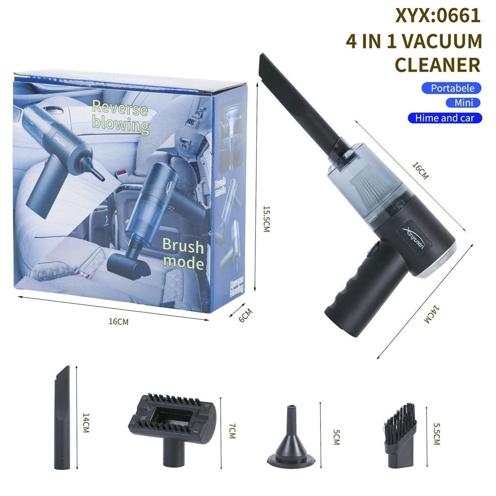Trade Shop - Mini Aspirapolvere Soffiatore Professionale Portatile 4 In 1 Per Casa Auto Ricarica Usb -