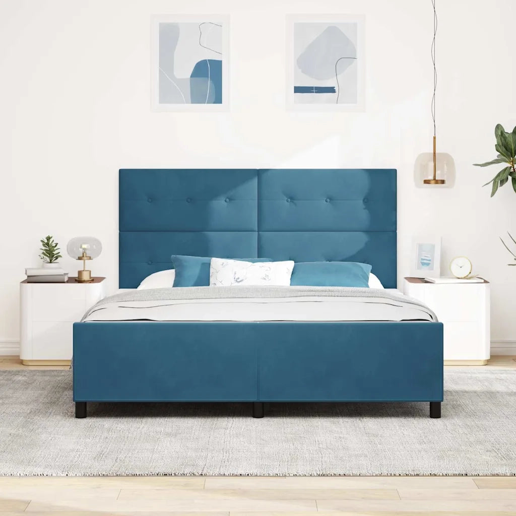 Letto a molle con testiera Blu Scuro 180 x 200 cm Velluto 3344961