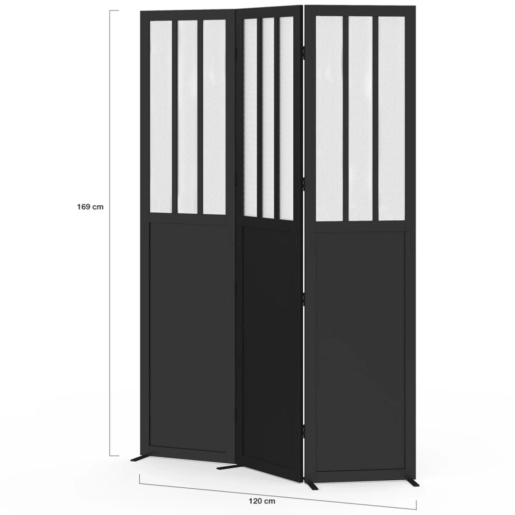 IDMarket - Schermo interno con vetro officina nero e lastre opache