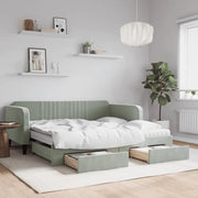 Divano Letto Estraibile Cassetti Grigio Chiaro 90x190cm Velluto 3197148