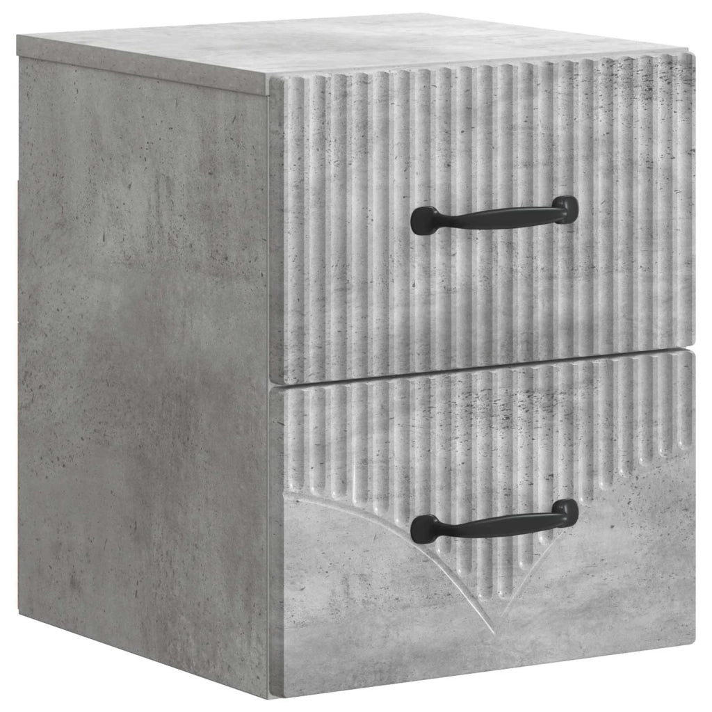Mobiletto da notte a muro con cassetto 2 pcs Grigio Cemento