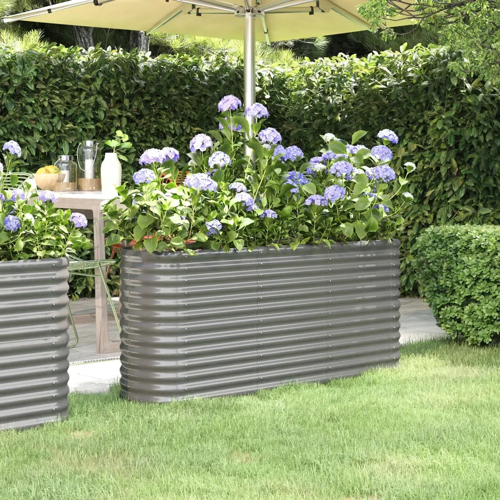 Fioriere | Cassetta per fiori | Letto Giardino Acciaio Zincato 152x40x68 cm Grigio