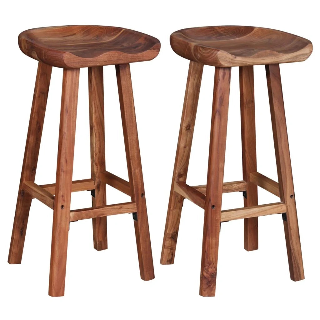 Set di due sgabelli da bar di design seduta in legno di acacia 1202049