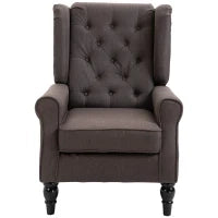 Poltrona per Salotto in Stile Francese con Seduta Imbottita e Cuscini, in Poliestere, 74x86x102 cm, Marrone