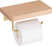Rolhouder per WC in Legno di Faggio, Montaggio a Parete, 20x118x8 cm