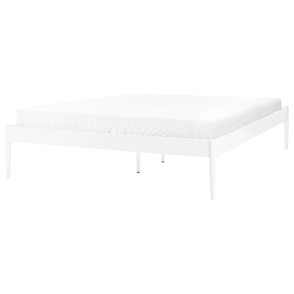 Letto matrimoniale con rete a doghe in metallo bianco 160 x 200 cm stile moderno industriale