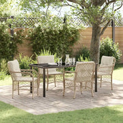 Set da Pranzo per Giardino con cuscino 5 pcs Beige polyrattan 3380228