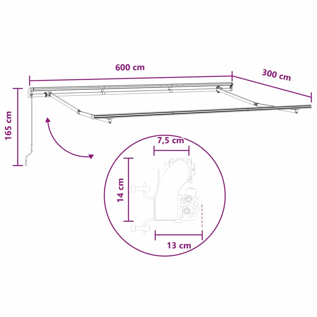 Tenda retrattile Tortora 600 × 300 cm Poliestere e Alluminio 3426473