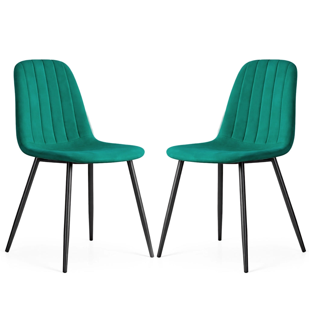 Set di 2 Sedie in velluto trapuntate LUMO Verde Bottiglia gambe nere