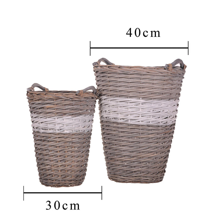 Set 2 Cesti con Manici Apertura Rotonda H 55 cm