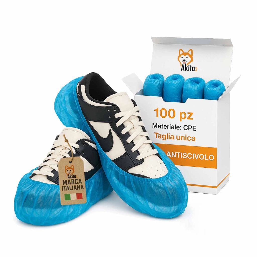 Akitaink Copriscarpe Monouso 100pz CPE Antiscivolo Resistenti