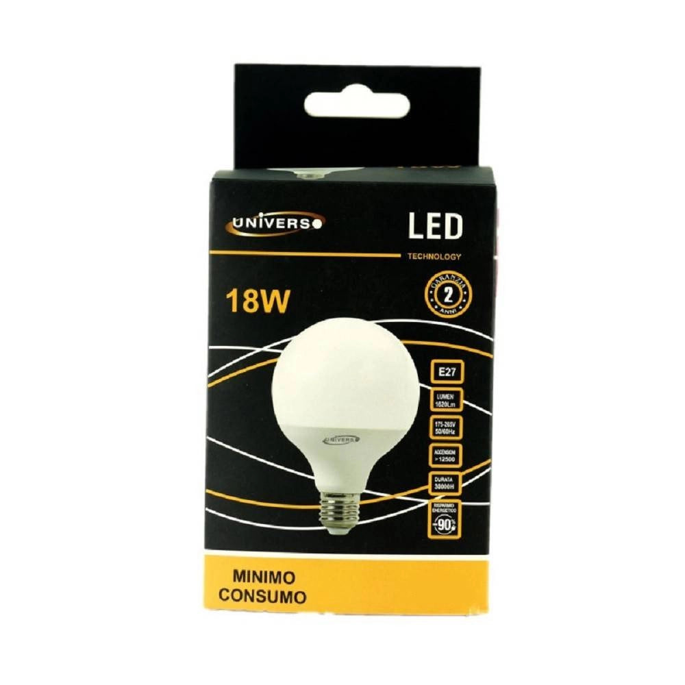 Trade Shop - Lampadina Led E27 A Globo G95 18 W Luce Bianco Caldo Freddo Naturale G95-02 - -bianco Caldo      -