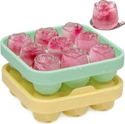 Supporto per ghiaccio con coperchio 18 x 3 cm - Set di 2 forme per ghiaccio in silicone a forma di rosa - Senza BPA e certificato LFGB - Per ghiaccioni piccoli - Ideale per cocktail