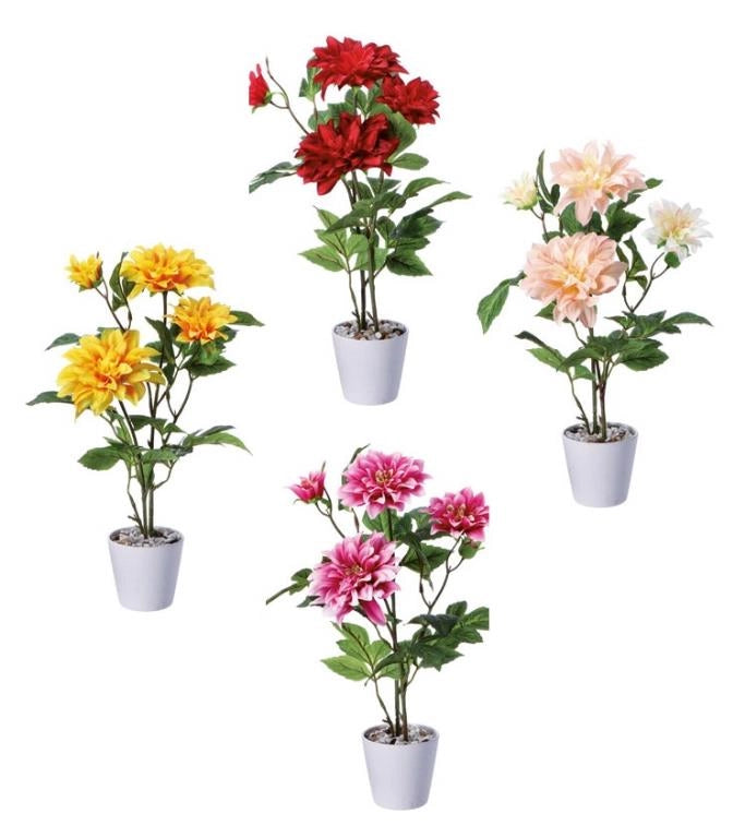 Vaso con Pianta Decorativa Casa Artificiale Dalia 58 cm 4 Colori