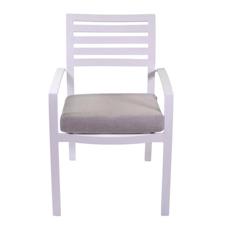 Poltrona alluminio boston bianco crema con cuscino grigio cm 58x57h88