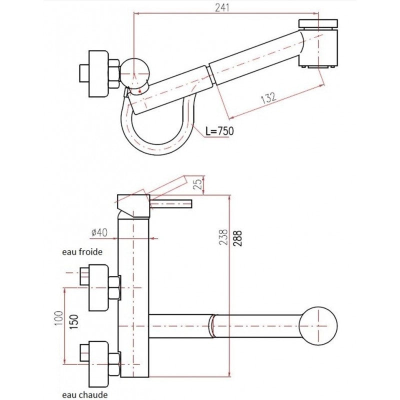 SEINA miscelatore lavabo estraibile in ottone cromato