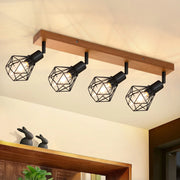 ZMH Faretto da soffitto in legno retrò metallici 4 pezzi neri orientabili 350° E14 25W