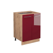 Mobiletto base cucina Fame-Line Bordeaux lucido/Rovere dorato 60 cm senza piano di lavoro Vicco
